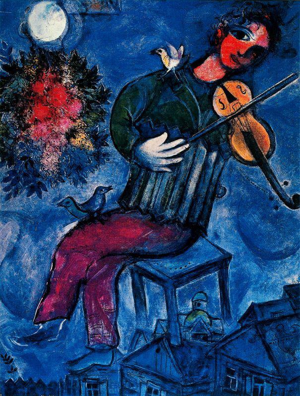 Le violoniste bleu contemporain de Marc Chagall Peintures à l'huile